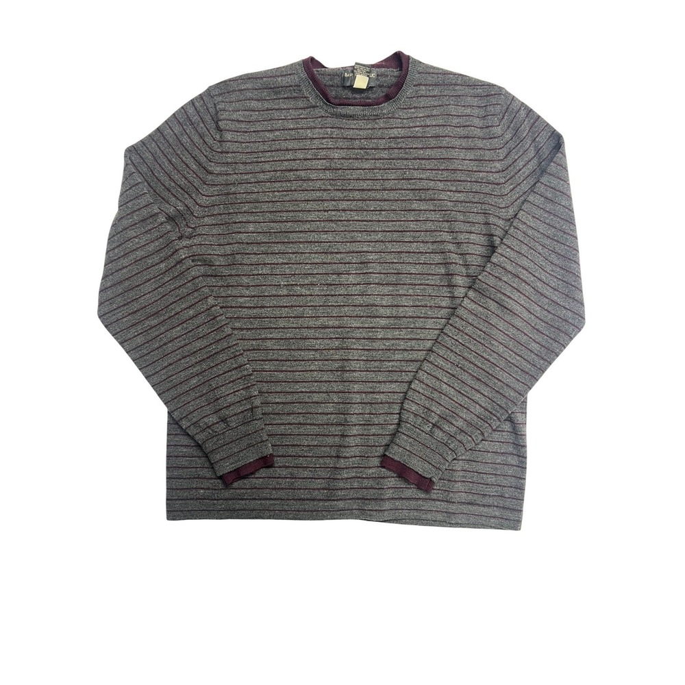 Banana Republic Merino Wool Striped Crew‎ Neck Long Sleeve Sweater Mens Size L